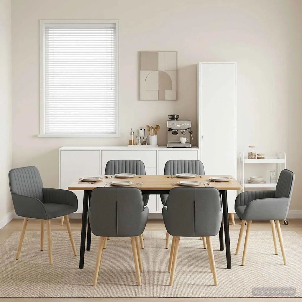Sedie da pranzo 6 pz Tessuto Grigio Scuro 56,5 x 50 x 87,5 cm 3428202