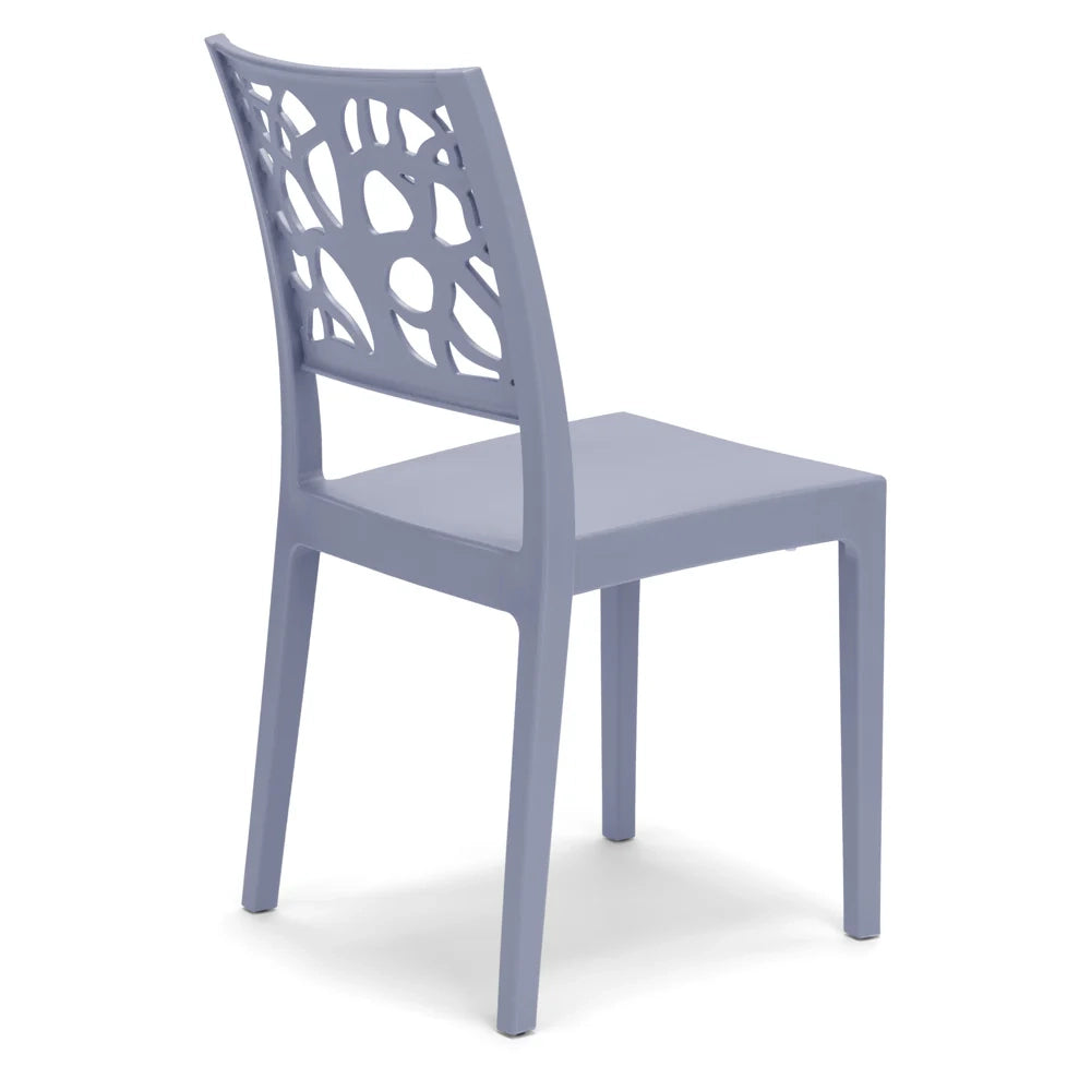 Set 4 sedie in polipropilene TETI, impilabile, resistente ai raggi UV, design moderno, ideale per sala da pranzo, cucina, sala d’attesa, bar, ristoranti o giardino, colore Avio