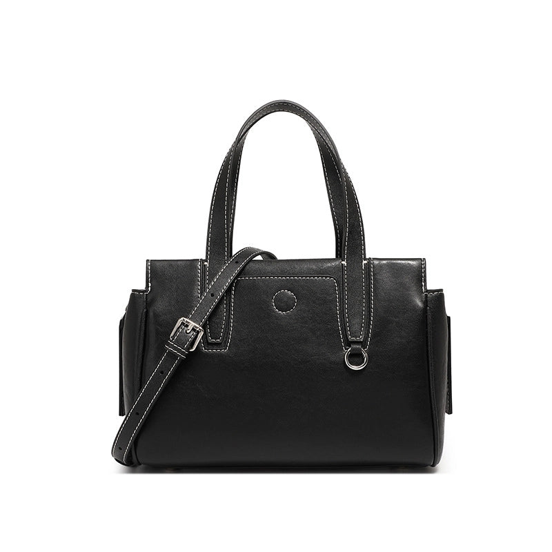 Borsa a tracolla da donna in vera pelle nera