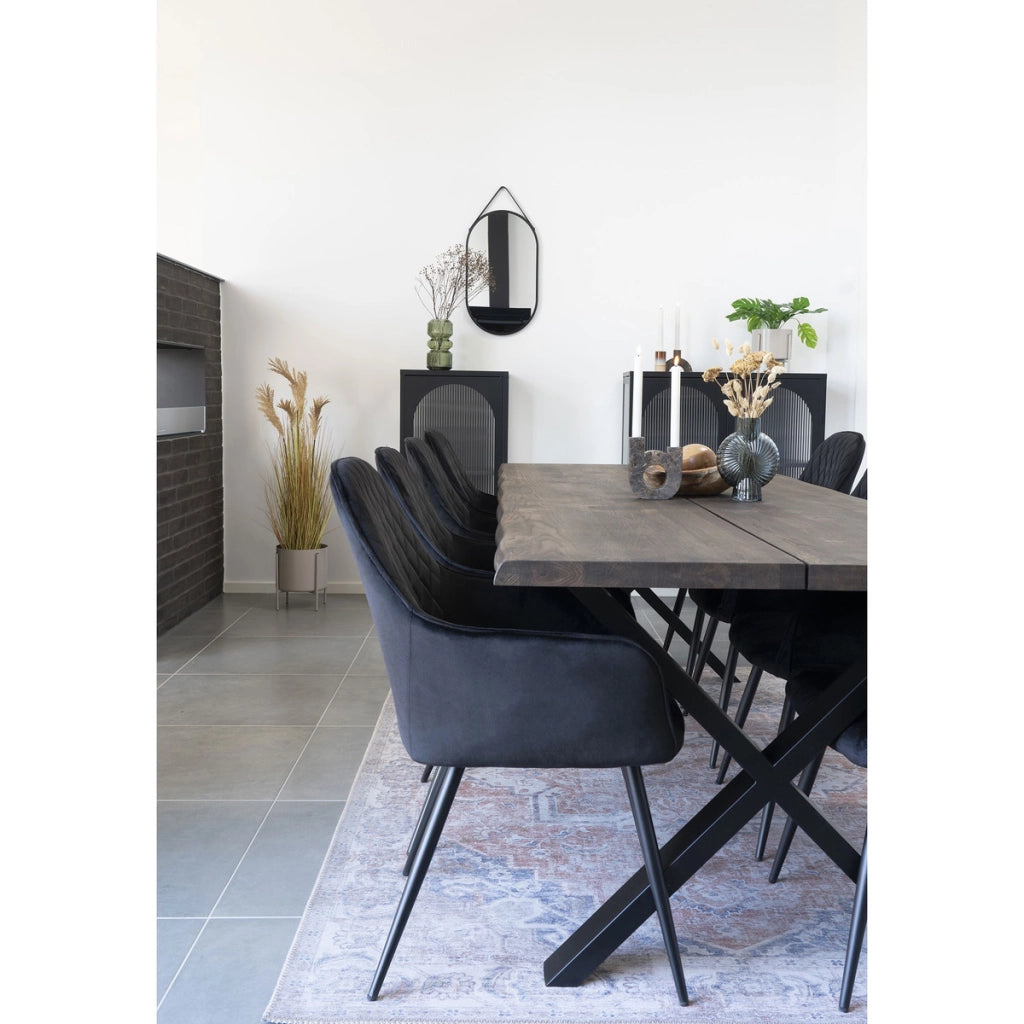 Set di 2 Sedie Harbo, Nero, Velluto, 65x57x87 cm