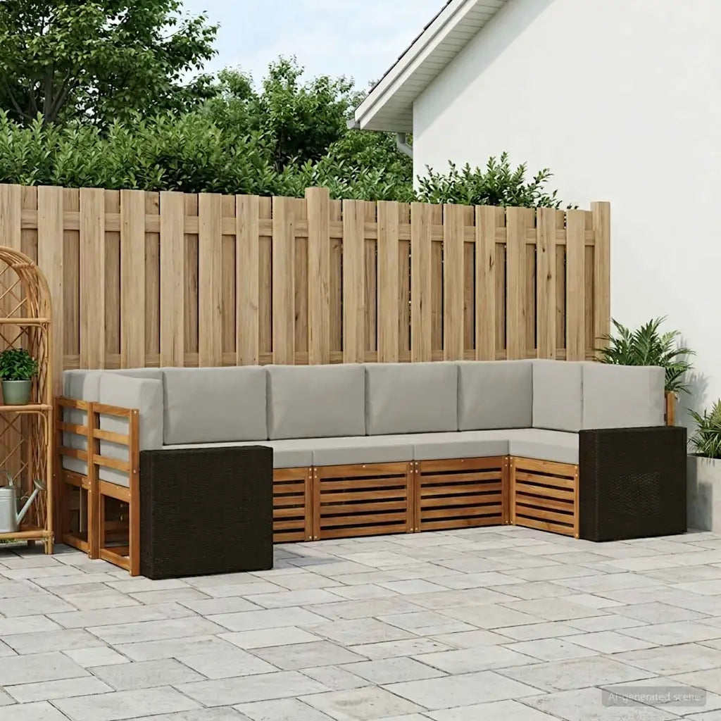 Set divano sezionale 7 pcs Naturale e Grigio Chiaro Poliestere 3384812