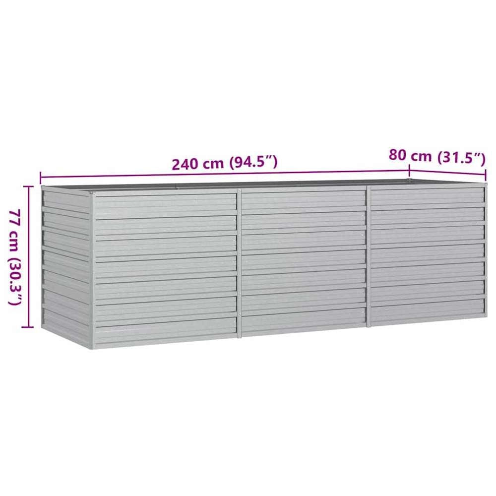 Garden Raised Bed 240x80x77 Cm Galvanized Steel Silver