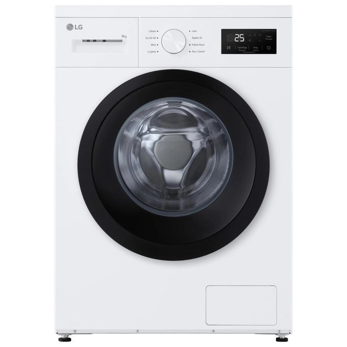 LG F4NA10S8NWK Lavatrice slim 8kg, Classe A, 1400 giri, Programma igiene con vapore, Top rimovibile, White