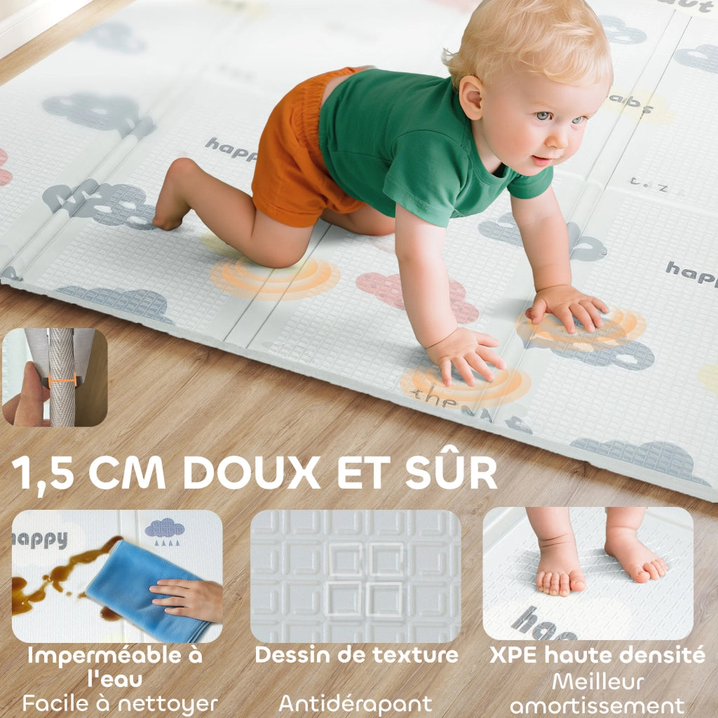 Tapis da gioco per bambini pieghevole reversibile ¨C zephmum ¨C 200x180x1.5 cm multicolore