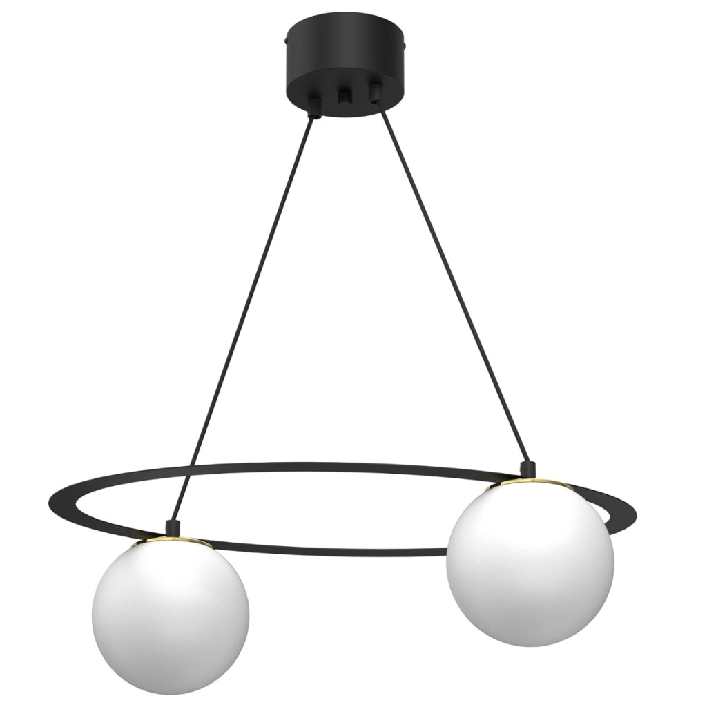 Lampada a sospensione Ballo nera 2 sfere vetro Luminex