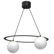 Lampada a sospensione Ballo nera 2 sfere vetro Luminex