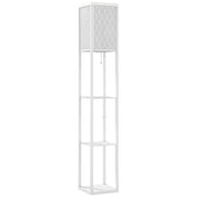 Lampada da Terra 2 in 1 Moderna 26x26x160 cm con 3 Ripiani Attacco E27 in MDF Bianco