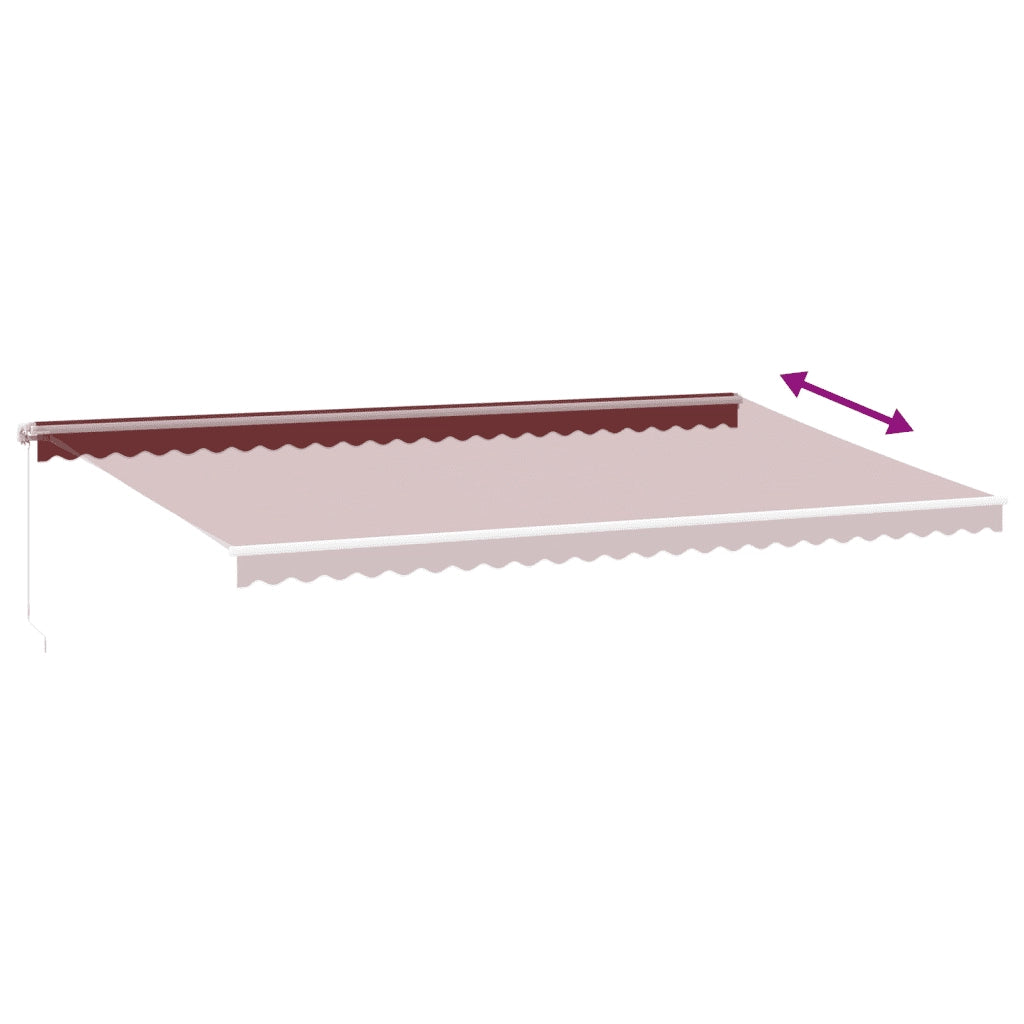 Tenda da Sole Retrattile Manuale con LED Bordò 600x350 cm 3214995