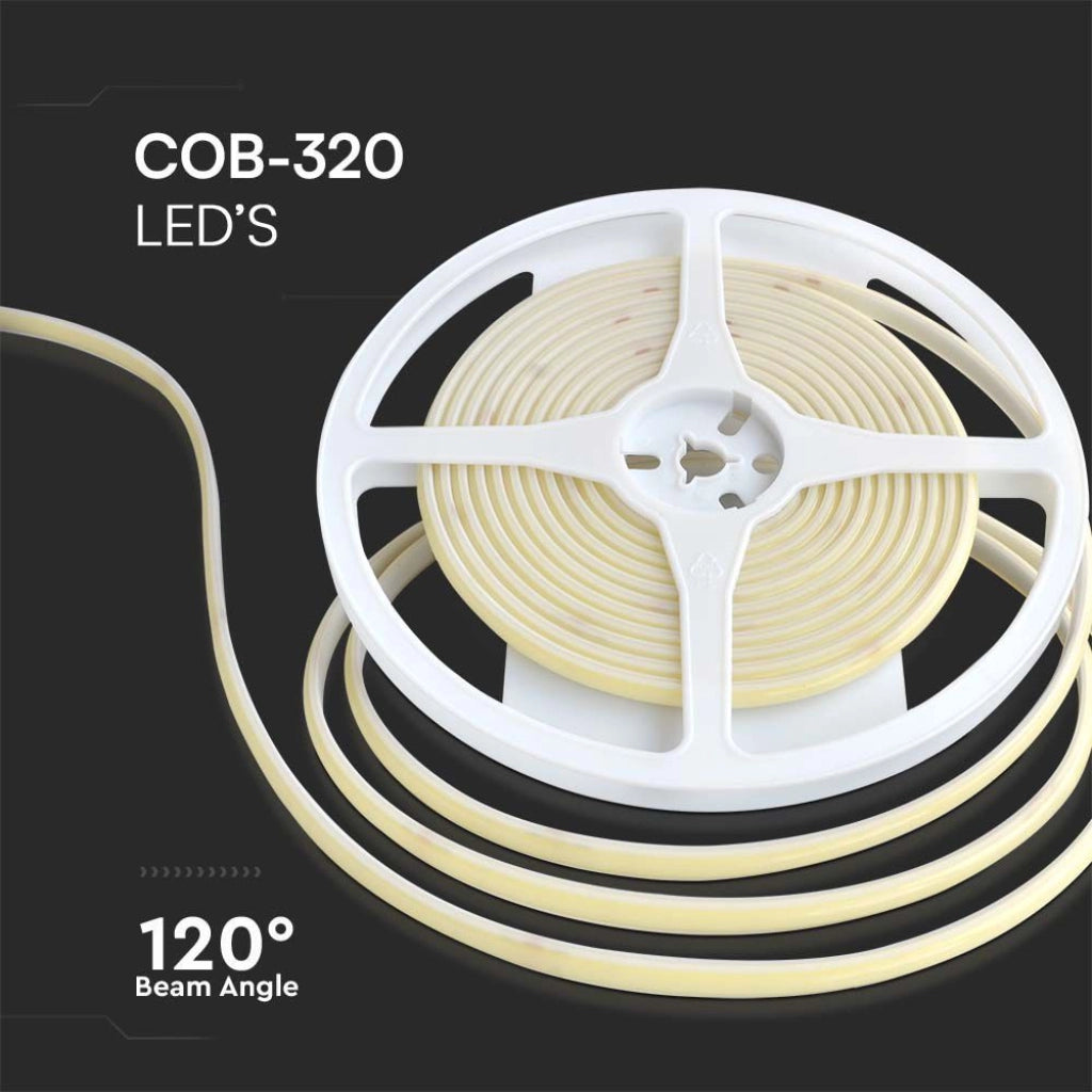 Strip LED COB-320 10W/m 5m 24V Colore Ambra IP67 10mm SKU-23144