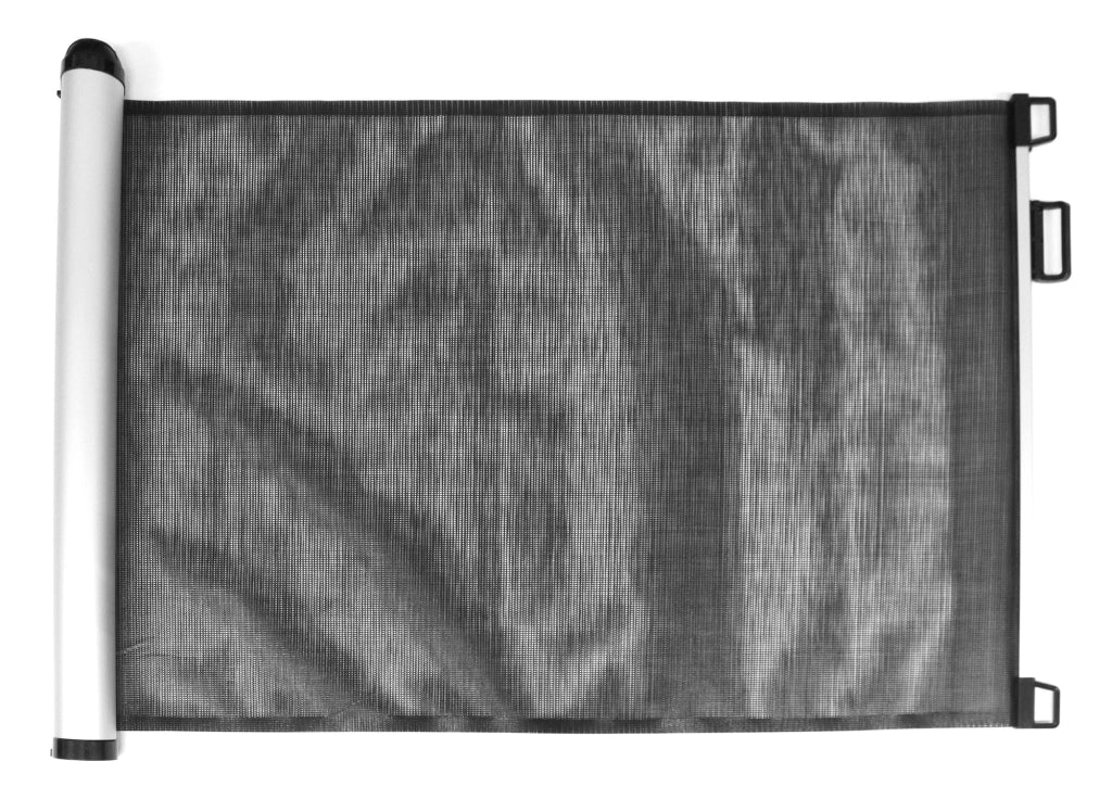 Cancelletto Bambini Barriera di Protezione Riavvolgibile 130x8x88 cm Fadi Luxe Nero