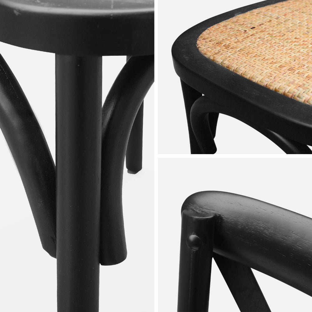Set 4 sedie da bistrot vintage in legno, nero