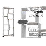 Trade Shop - Mobile Moderno Libreria Scaffale 8 Scomparti In Legno Bianca 70x24x178cm 715648 -