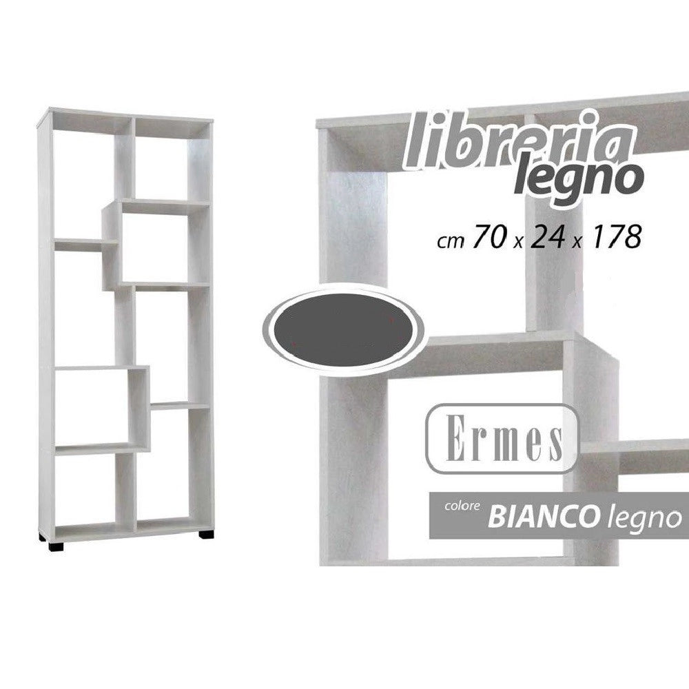 Trade Shop - Mobile Moderno Libreria Scaffale 8 Scomparti In Legno Bianca 70x24x178cm 715648 -