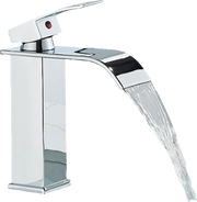 ROSA | Rubinetto da bagno Premium Hotel Waterfall cromato | Miscelatore per lavabo in acciaio inox per catering | Rubinetto dal design quadrato