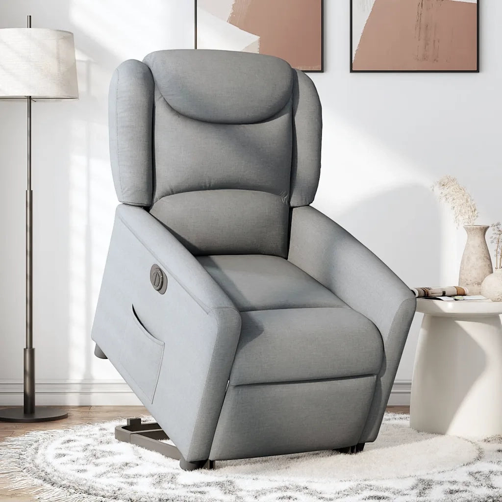 Divano Sedia-Poltrona Reclinante Alzapersona Elettrica Grigio Chiaro Tessuto 913104