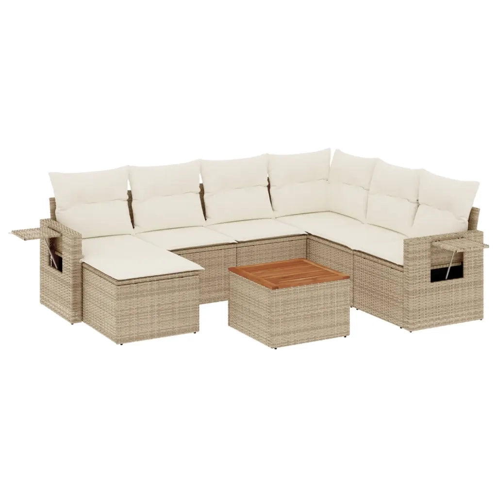 Set Divano da Giardino 8 pz con Cuscini Beige in Polyrattan 3224679