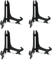 Set di supporti per esposizione in plastica - 4 supporti per esposizione per decorazione - Altezza 30 cm (12 pollici) - per foto o altri oggetti per matrimoni, decorazione di casa, compleanni, tavoli - nero - 12in