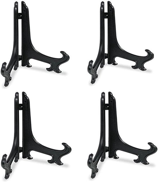 Set di supporti per esposizione in plastica - 4 supporti per esposizione per decorazione - Altezza 30 cm (12 pollici) - per foto o altri oggetti per matrimoni, decorazione di casa, compleanni, tavoli - nero - 12in
