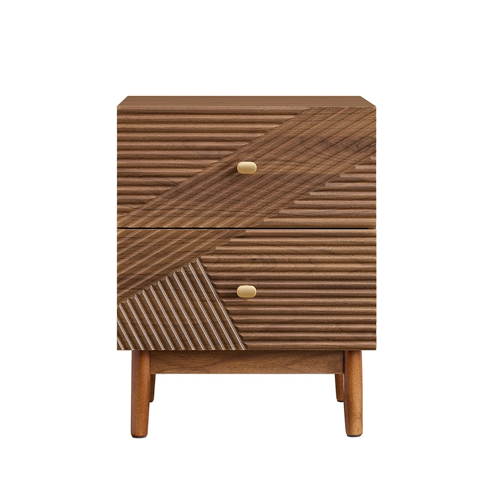 SoBuy Comodino Vintage con 2 Cassetti, Tavolino in Legno con Gambe in Legno di Gomma, Comodino per Camera da Letto, Soggiorno e Studio, Marrone, L45 × P40 × H58 cm, FBT170-N