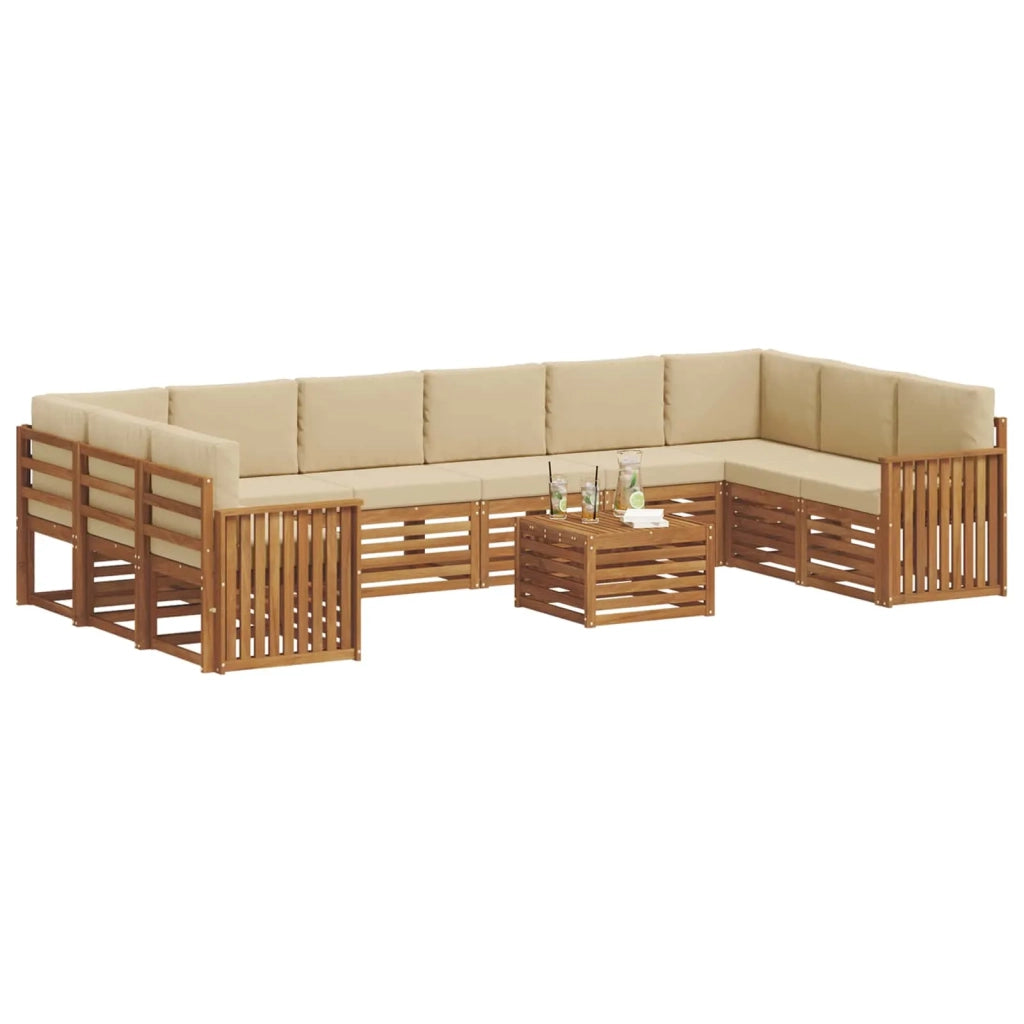 Set divano sezionale con cuscino 11 pcs Naturale e Beige 3375598