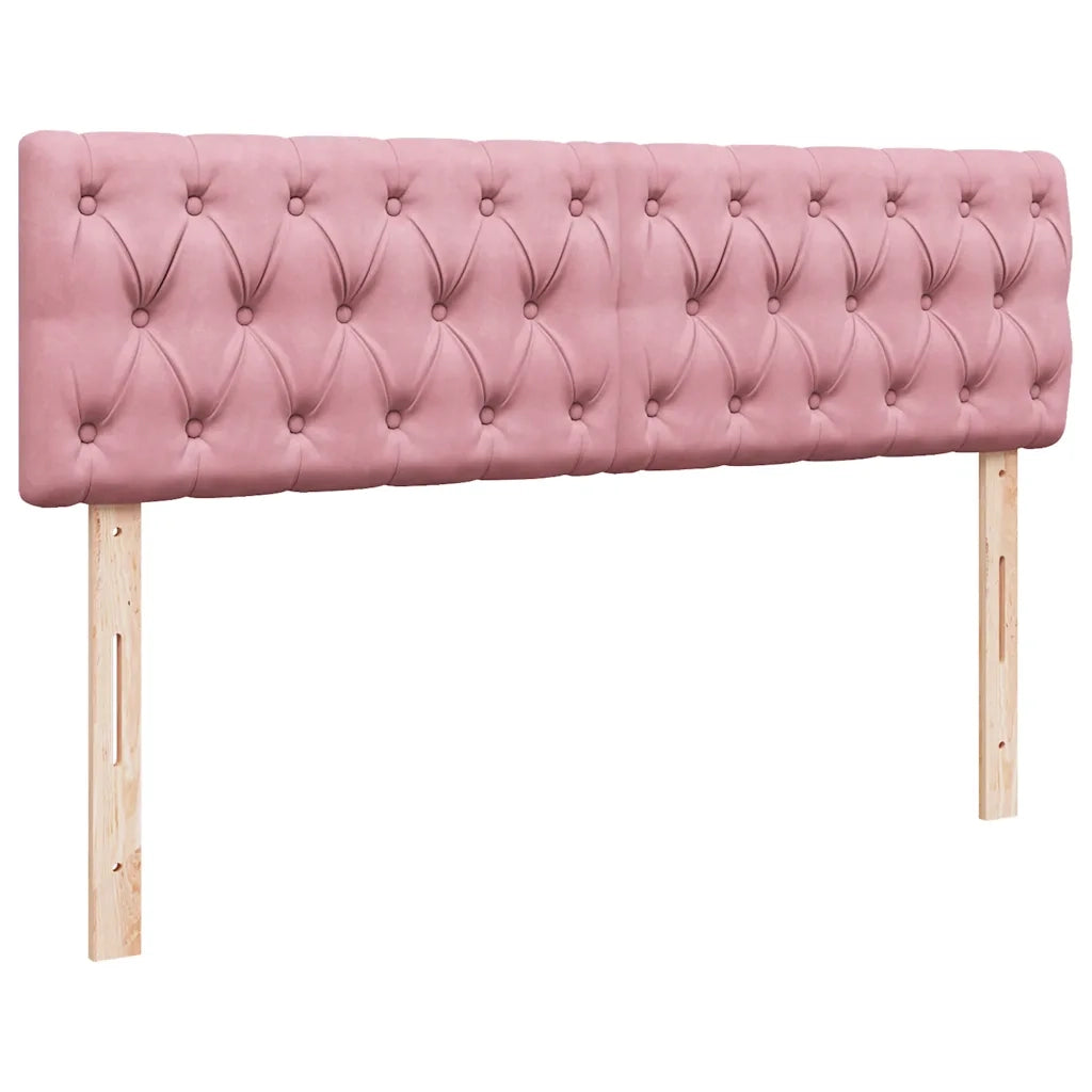 Struttura Letto Pouf con Materasso Rosa 140x200 cm in Velluto
