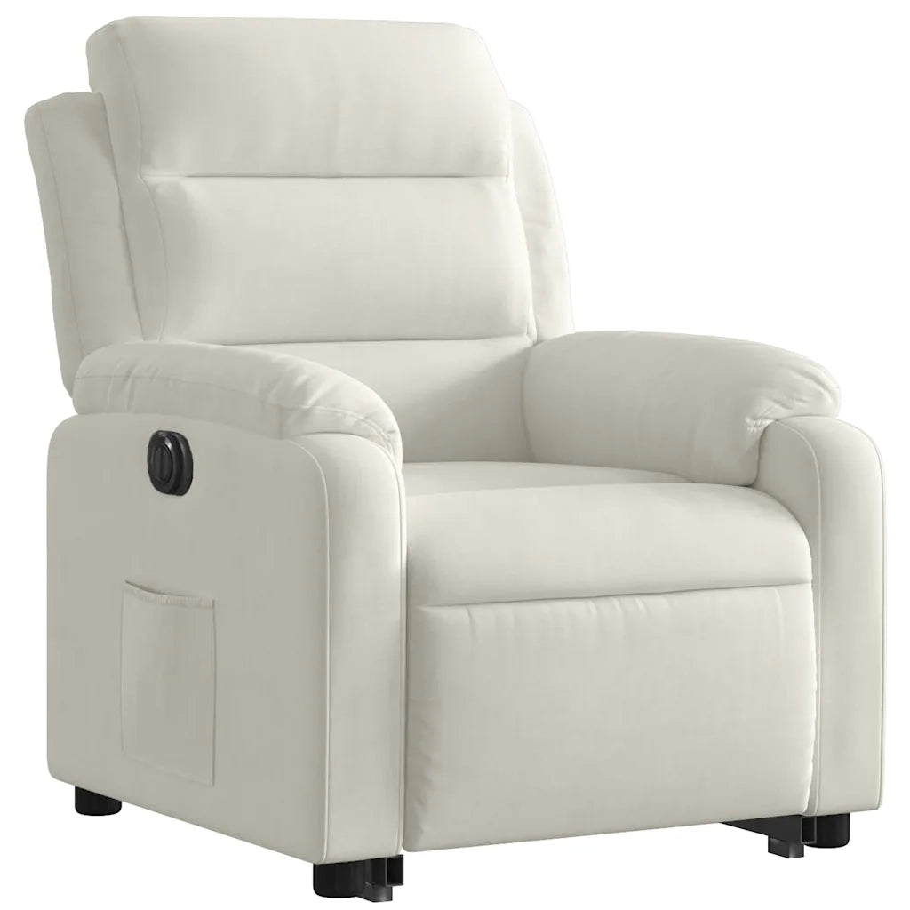 Poltrona Alzapersona Reclinabile Elettrica Crema in Velluto 3205123