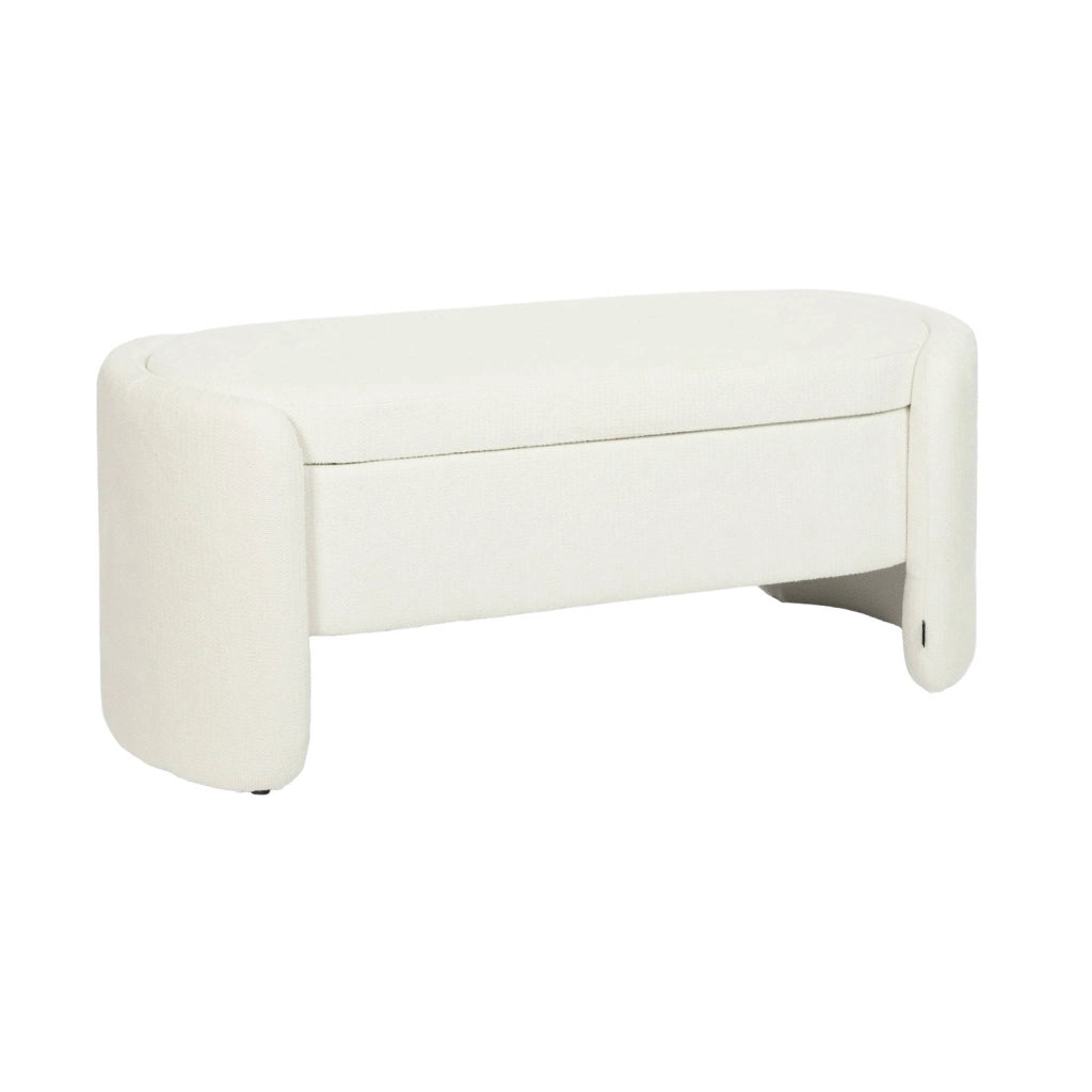 Panca contenitore, fondo letto contemporaneo in tessuto, bianco