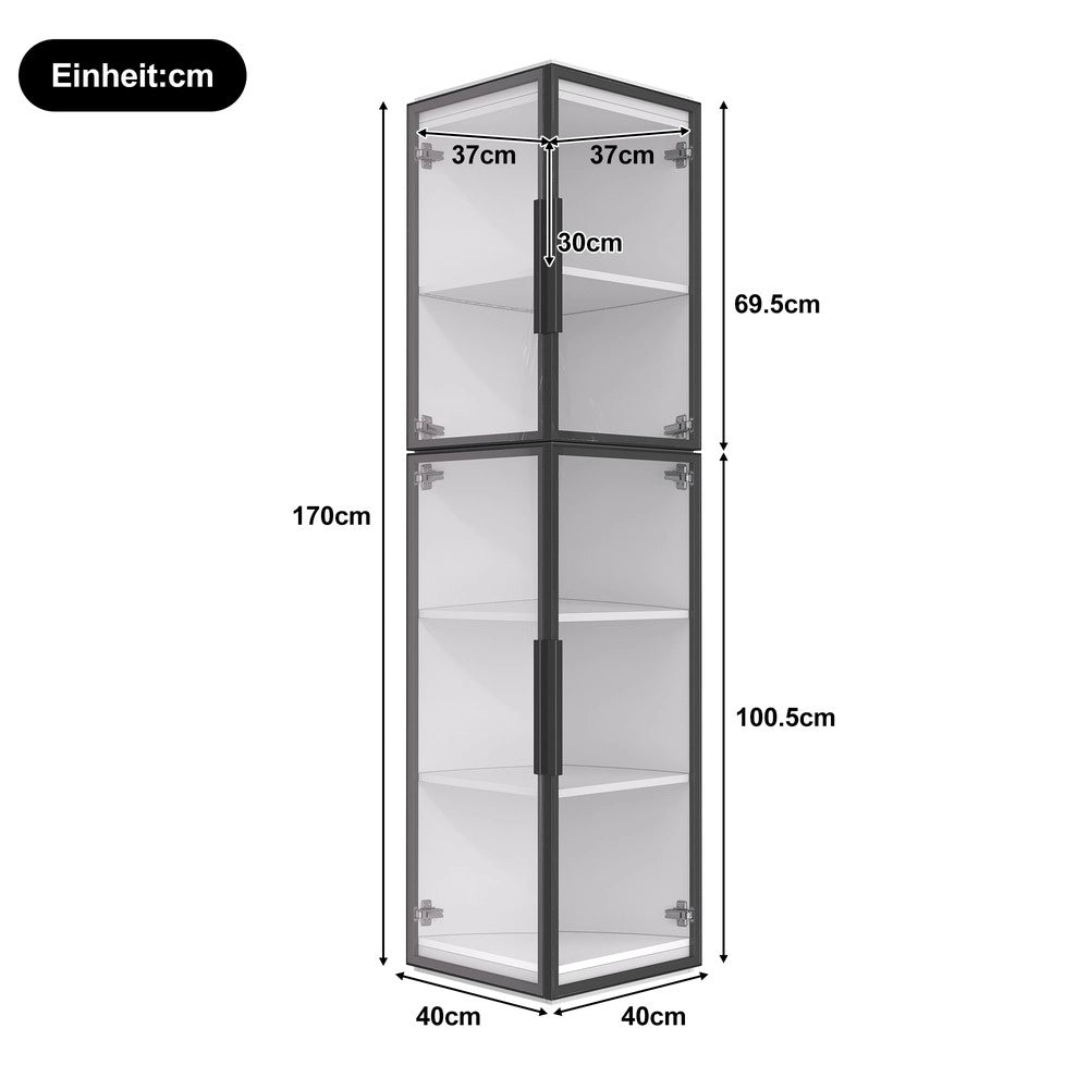 Vetrina con LED ¨C Xylo ¨C Acrilico Trasparente, 5 Ripiani, Ante Doppie, 170 cm