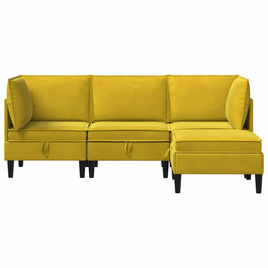 Set di mobili per il soggiorno con cuscino 4 pcs Giallo Velluto