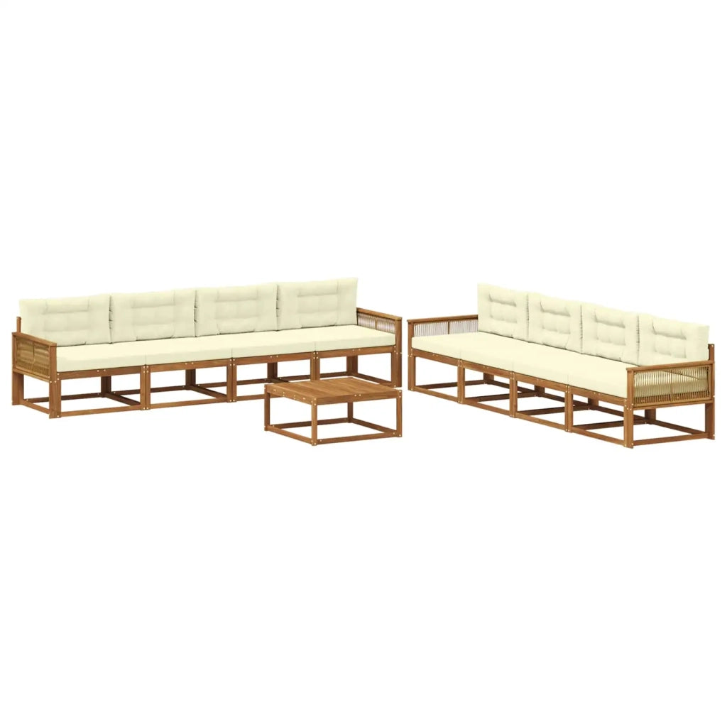 Set di divani da esterno con cuscino 9 pcs Naturale e Crema