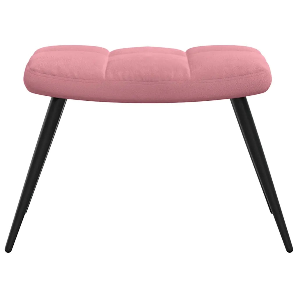 Divano Sedia-Poltrona Relax con Poggiapiedi Rosa in Velluto 602677