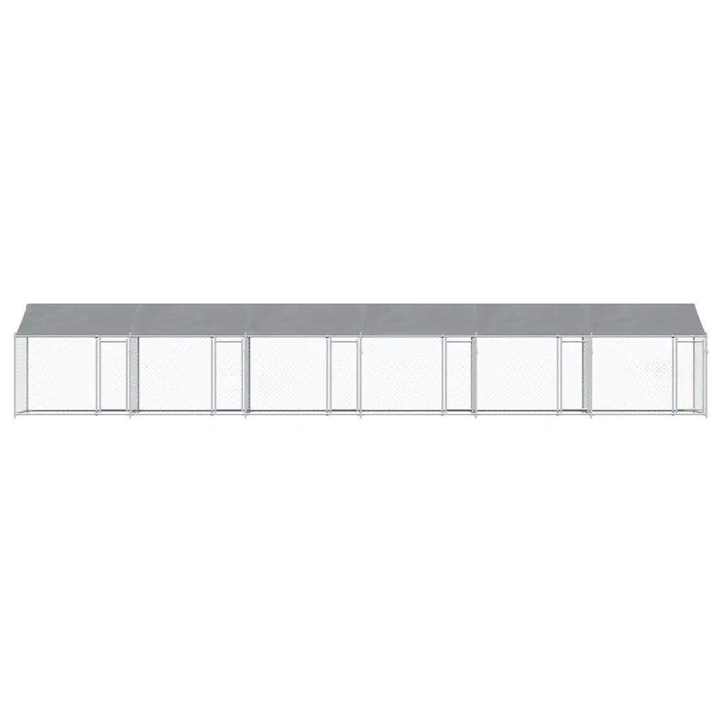 Gabbia Cani con Tetto e Porte Grigia 12x2x2 m Acciaio Zincato