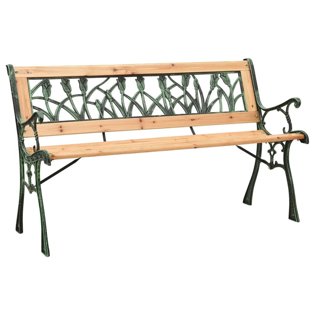 Panchina da Giardino 122 cm in Ghisa e Legno Massello di Abete 312031