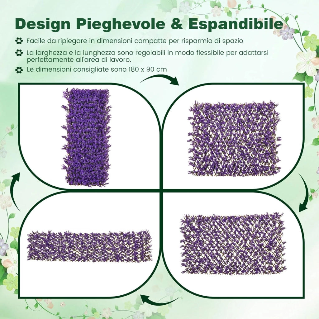 Pianta Finta da Esterno ed Interno, Pianta Artificiale per Decorazione Festa e Matrimonio da Salotto, Balcone e Giardino, Siepe Artificiale ed Estensibile (Vimini di eucalipto viola)
