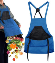 Schort per giardinaggio - Schort per cucina - Tas per la raccolta - Raccoglitore di frutta - per la raccolta di frutta e verdura - blu - 1 pezzo