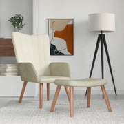 Poltrona Relax con Poggiapiedi Bianco Crema in Velluto 327675
