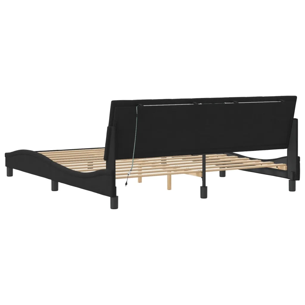 Giroletto con LED senza Materasso-Struttura Letto Hanko Nero 180x200 cm in Velluto