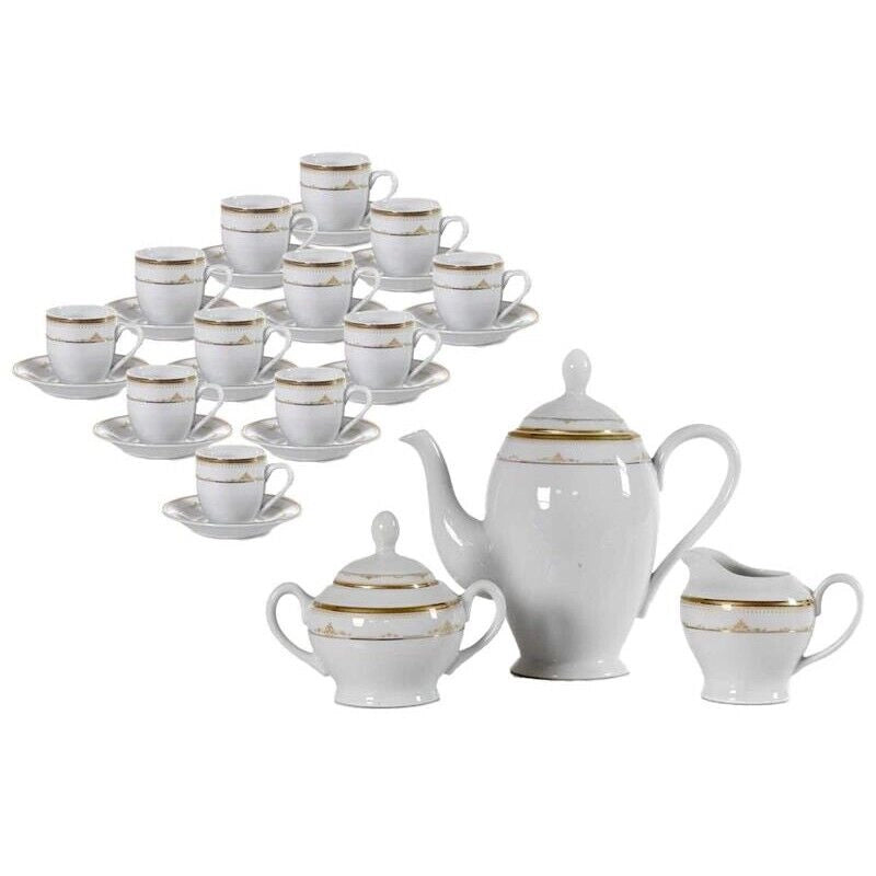 CLAUDIA SERVIZIO DI CAFFÈ IN SET DA 27 PEZZI CON DECORO ORO