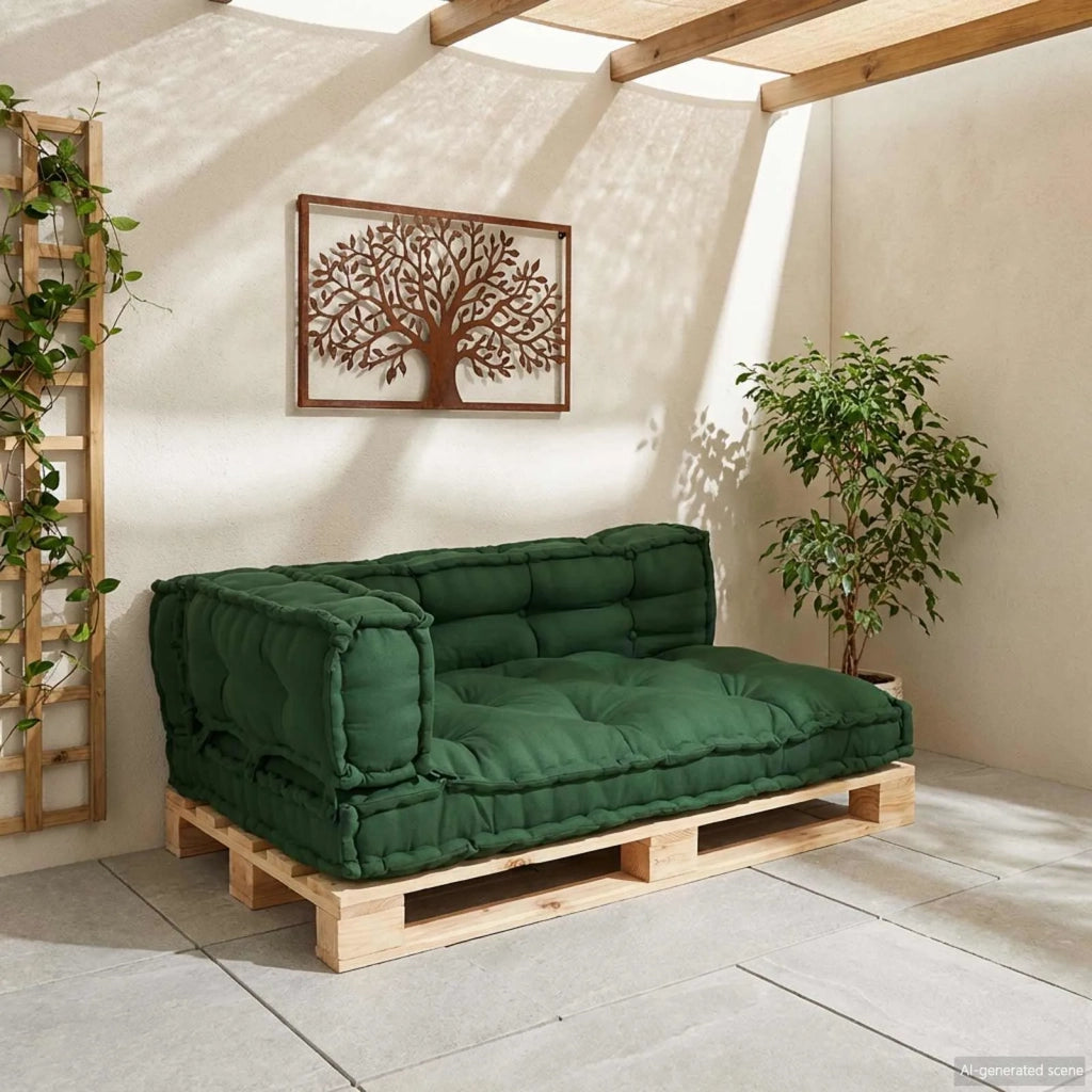 Cuscino per Divano Pallet 3 pz | Cuscini per sedie Verde 120 x 80 x 38 cm Tessuto