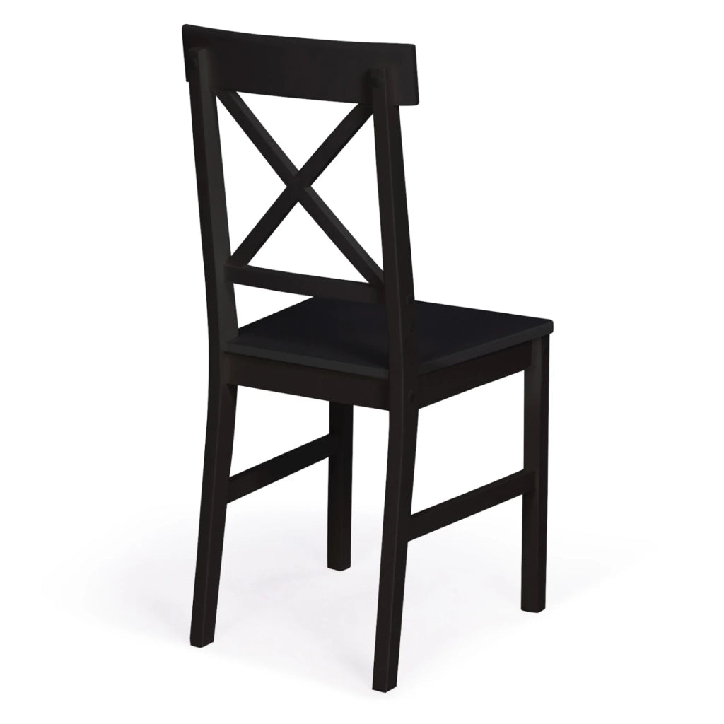 IDMarket - Set di 4 sedie da cucina SUZANNE a sponde incrociate, legno nero