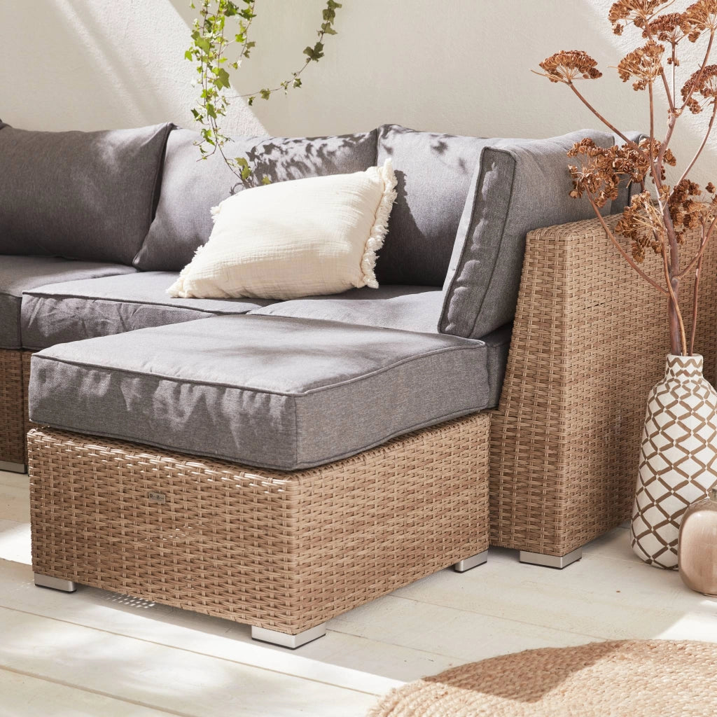 Salotto da giardino premium in resina intrecciata, 5 posti, marrone