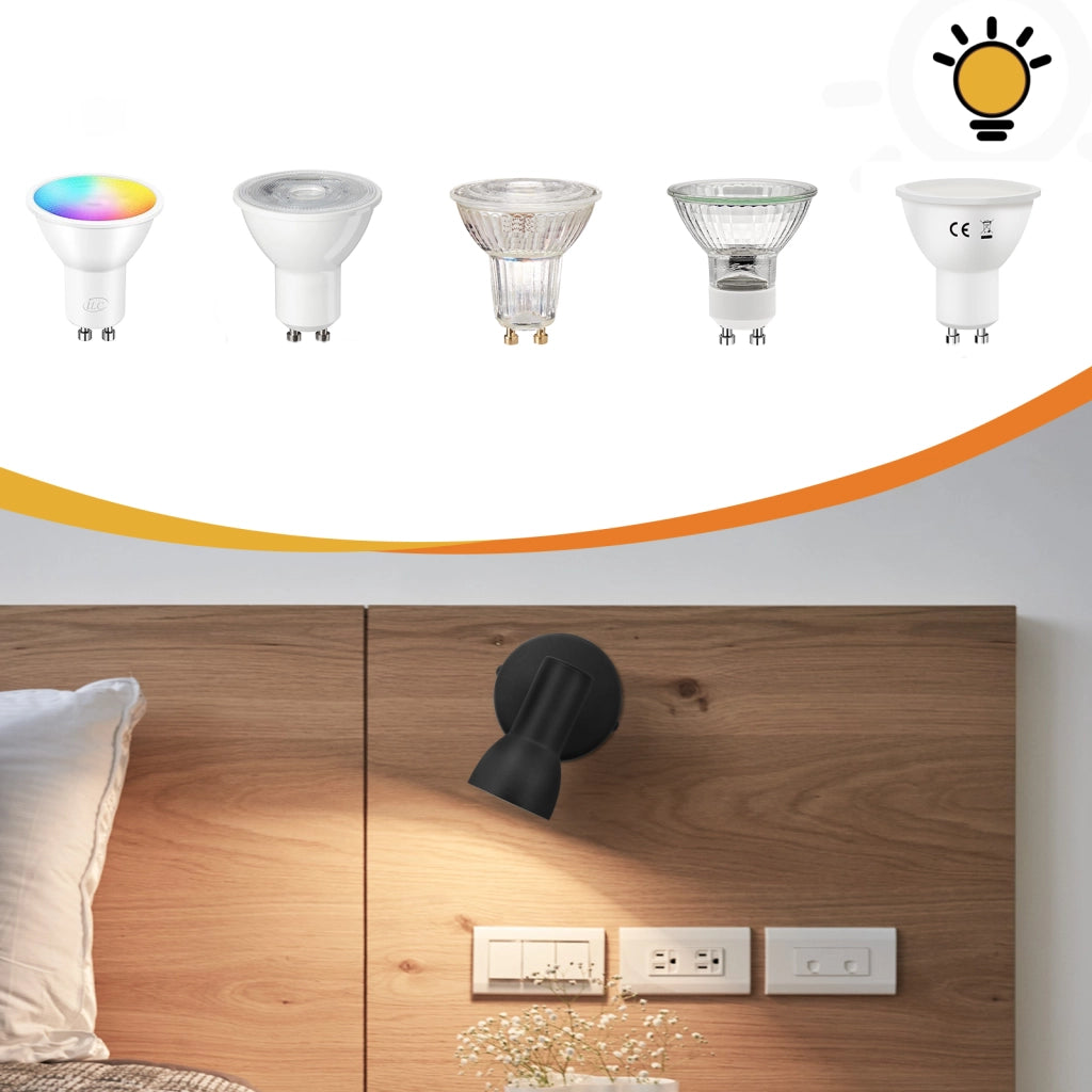 ZMH Faretto da soffitto GU10 nero Faretto in metallo orientabile a 350° Design moderno (senza lampadina)