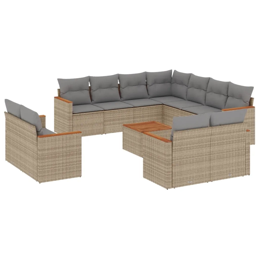 Set Divani da Giardino 12 pz con Cuscini Beige in Polyrattan 3258909