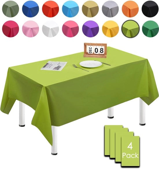 Set di coperture per tavolo da picnic 4 pezzi, 137cm x 274cm, rettangolari, acqua e grasso resistenti, verde frutta, adatto a feste di compleanno, matrimoni, Natale, feste per bambini, camere da pranzo, giardini e feste.