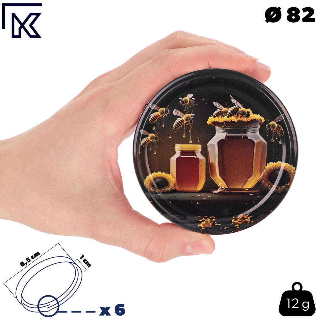 KADAX Denia barattoli per conserve 250ml 10 pezzi 82mm + coperchio "Miele nero"