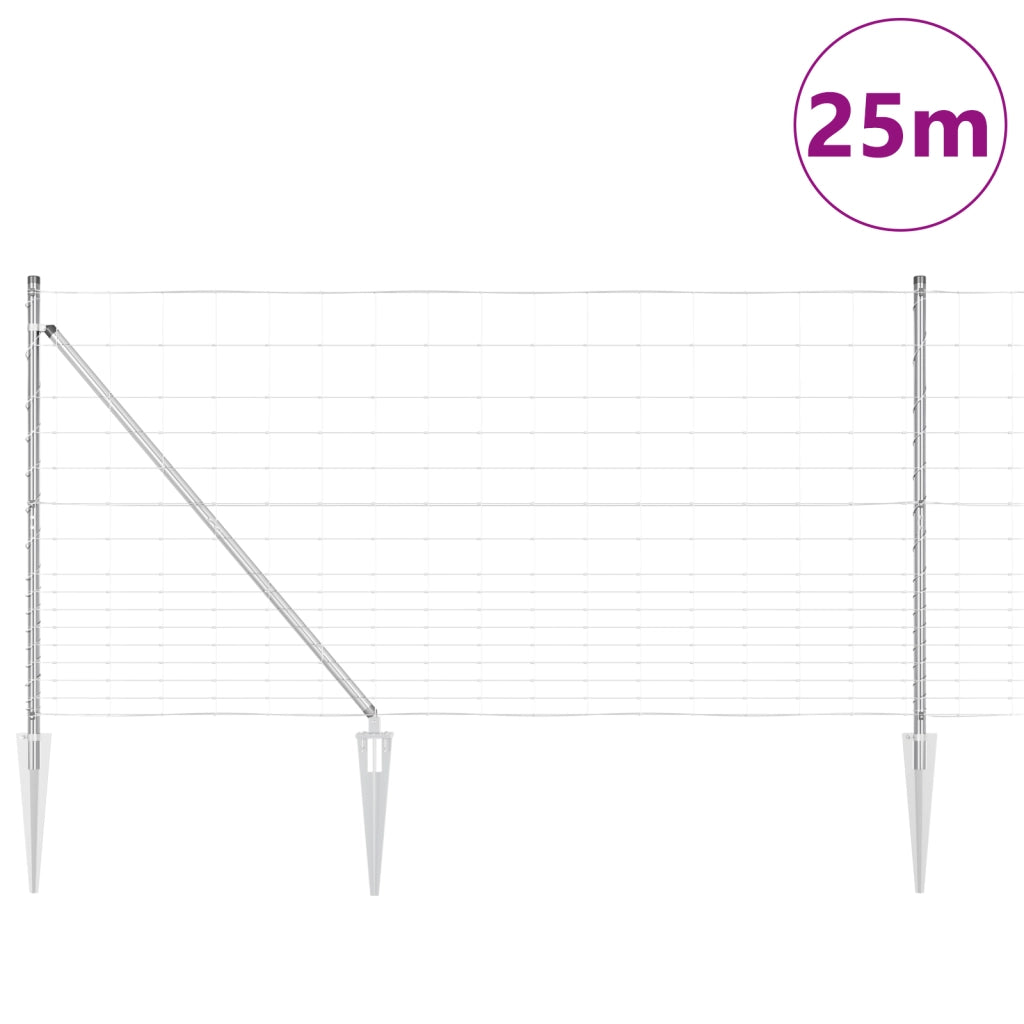 Recinzione da Campo  1.2x25 m Acciaio Zincato