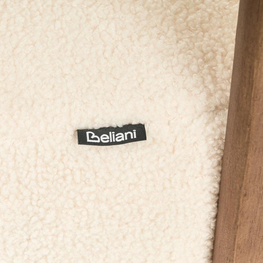 Divano a 2 posti Boucle bianco sporco e Marrone Scuro stile retrò gambe in legno