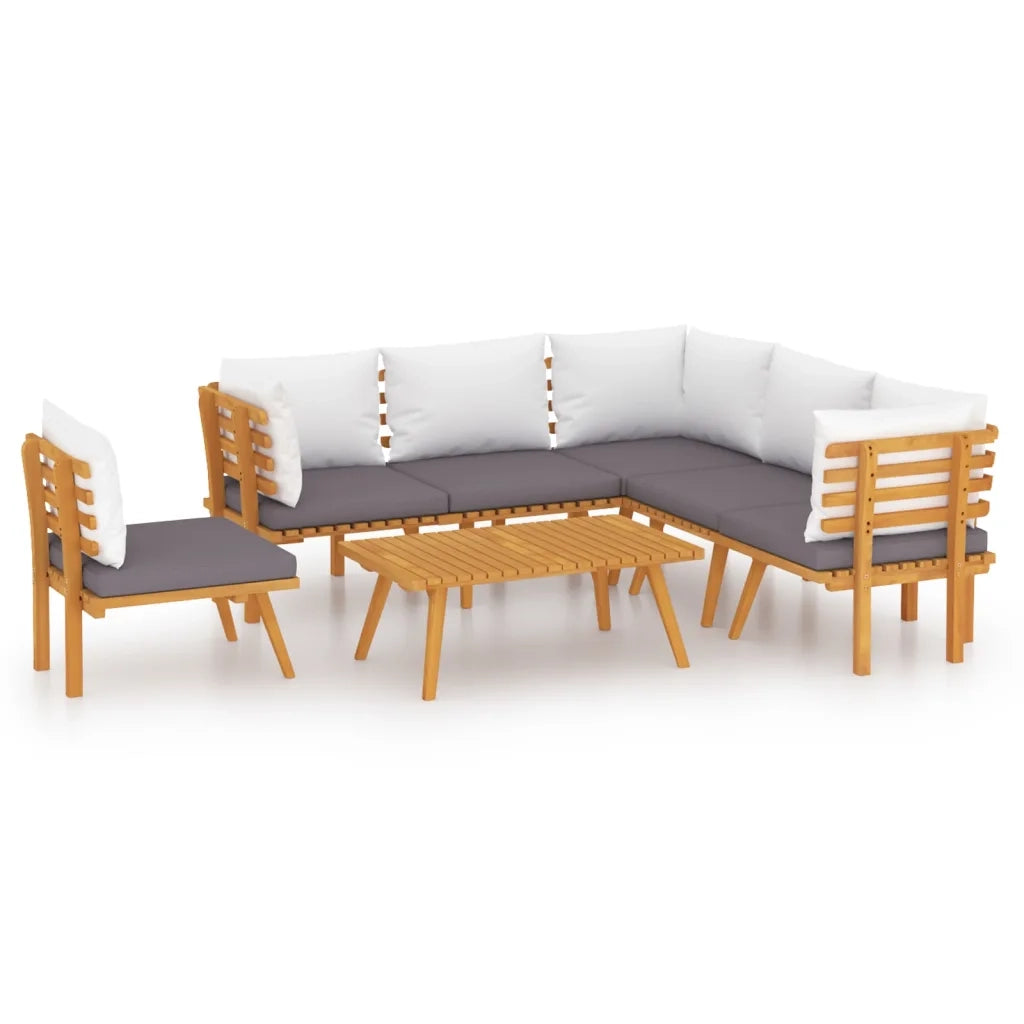 Set Divani da Giardino 7 pz con Cuscini in Massello di Acacia 3087015