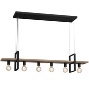 Lampada sospesa Shelf 6xE27 nera legno Luminex