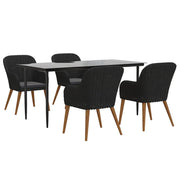 Set da pranzo da esterno nero da 5 pezzi con cuscini 02_0014167